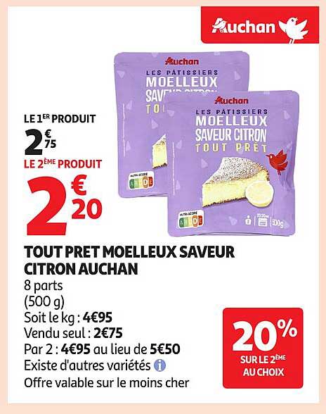 TOUT PRET MOELLEUX SAVEUR CITRON AUCHAN