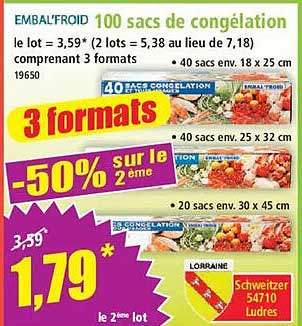 100 sacs de congélation