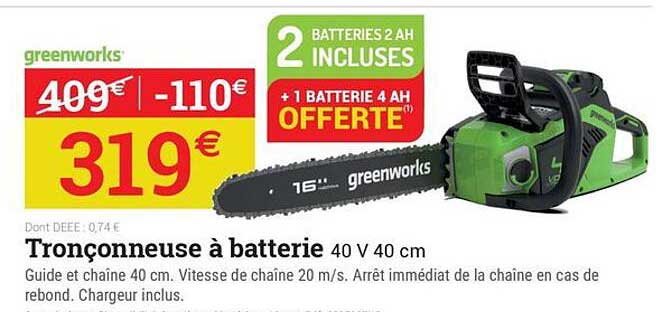 2 BATTERIES 2 AH INCLUSES + 1 BATTERIE 4 AH OFFERTE