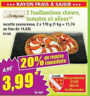 2 feuilletines chèvre, tomates et olives