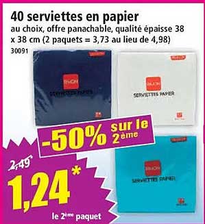 40 serviettes en papier