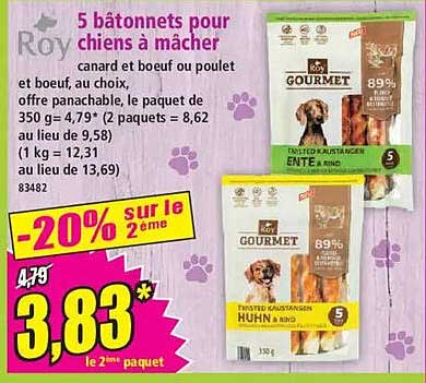 5 bâtonnets pour chiens à mâcher