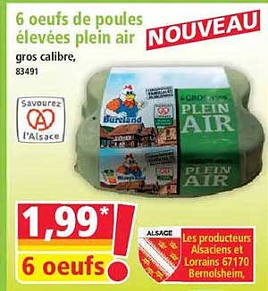 6 oeufs de poules élevées plein air