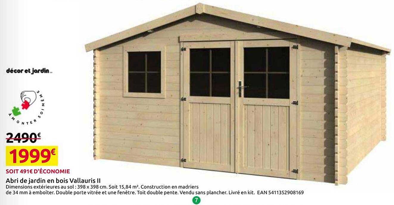 Abri de jardin en bois Vallauris II