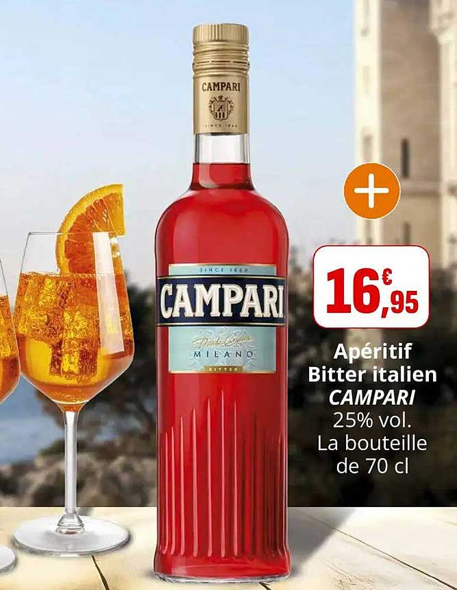 Apéritif Bitter italien CAMPARI 25% vol. La bouteille de 70 cl