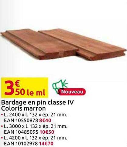 Bardage en pin classe IV Coloris marron