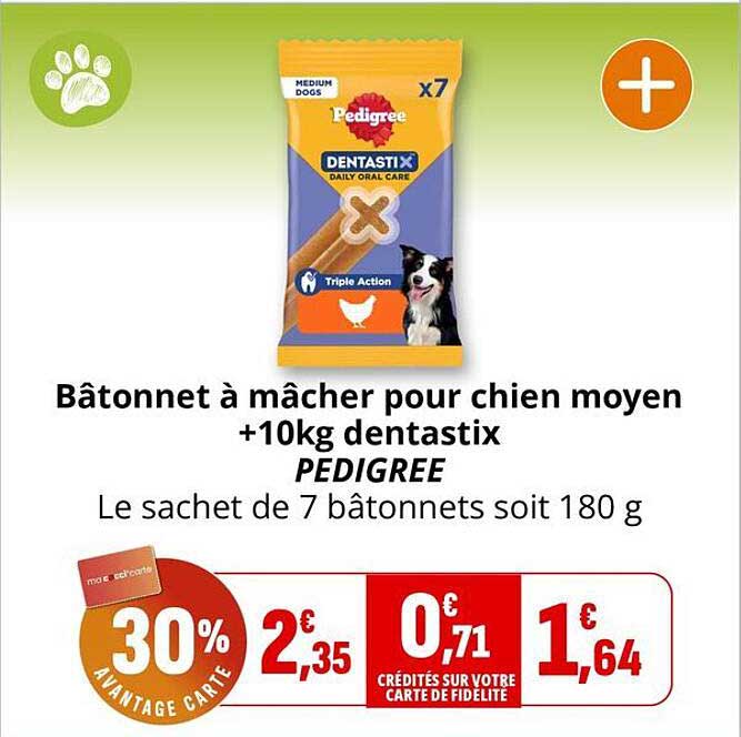 Bâtonnet à mâcher pour chien moyen +10kg dentastix PEDIGREE