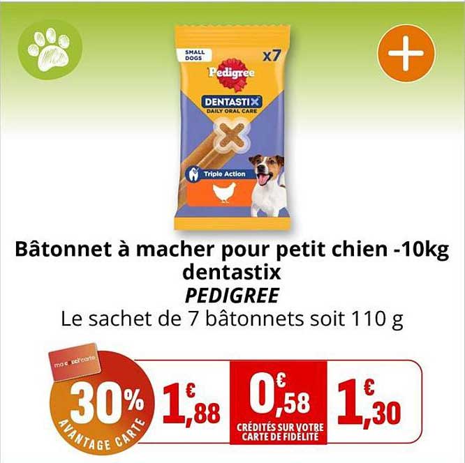 Bâtonnet à macher pour petit chien -10kg dentastix PEDIGREE
