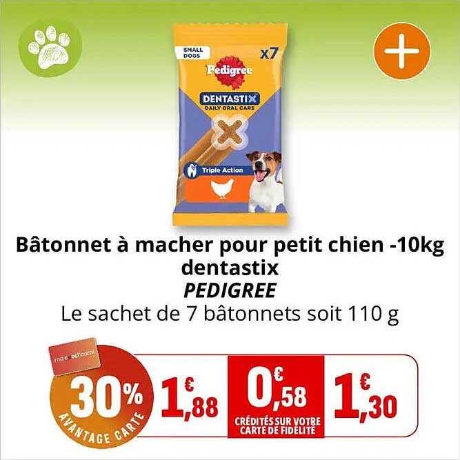 Bâtonnet à macher pour petit chien -10kg dentastix PEDIGREE