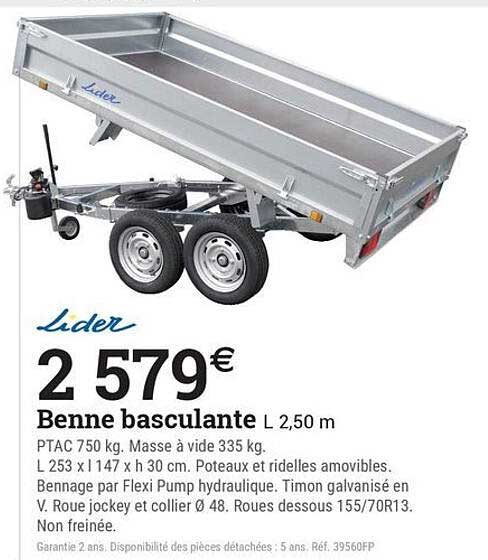 Benne basculante L 2,50 m