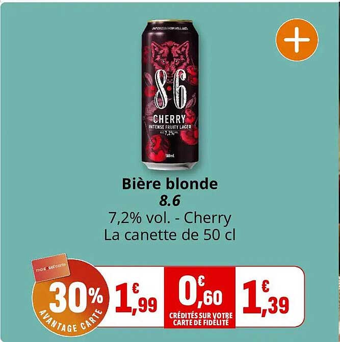 Bière blonde 8.6 7,2% vol. - Cherry La canette de 50 cl