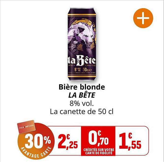 Bière blonde LA BÊTE 8% vol. La canette de 50 cl