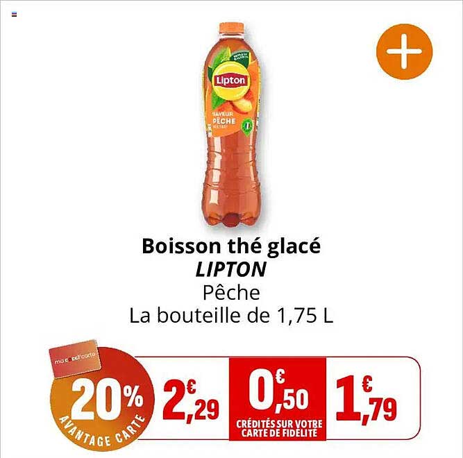 Boisson thé glacé LIPTON Pêche La bouteille de 1,75 L