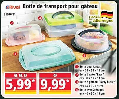 Boîte de transport pour gâteau