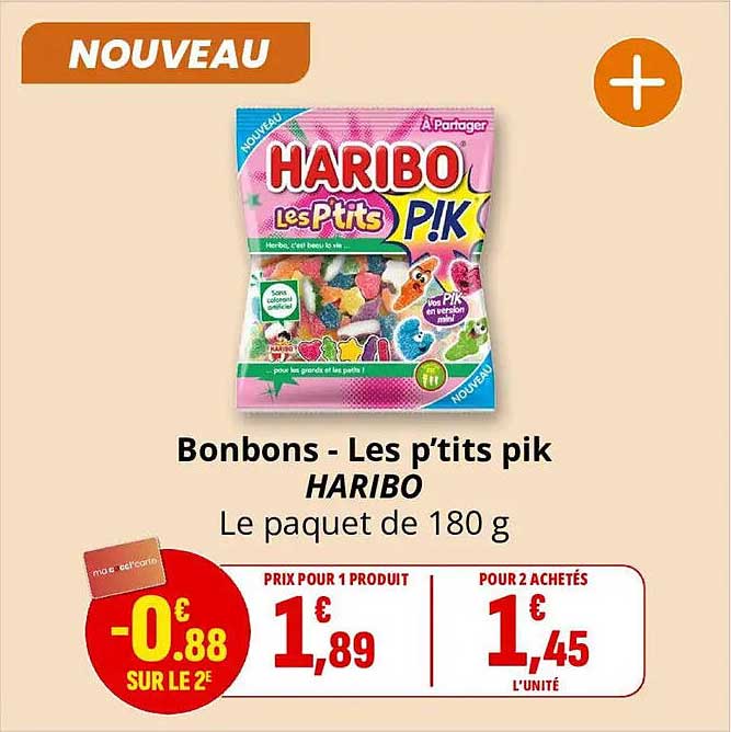 Bonbons - Les p'tits pik HARIBO Le paquet de 180 g