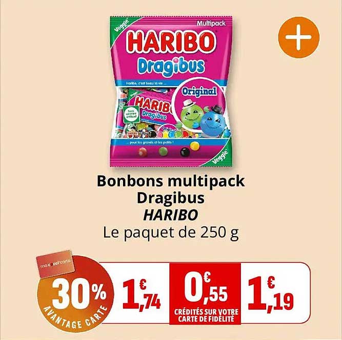 Bonbons multipack Dragibus HARIBO Le paquet de 250 g