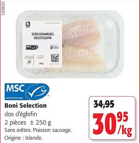 Boni Selection dos d’églefin 2 pièces ± 250 g