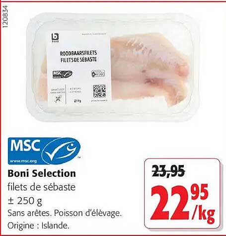 Boni Selection filets de sébaste ± 250 g