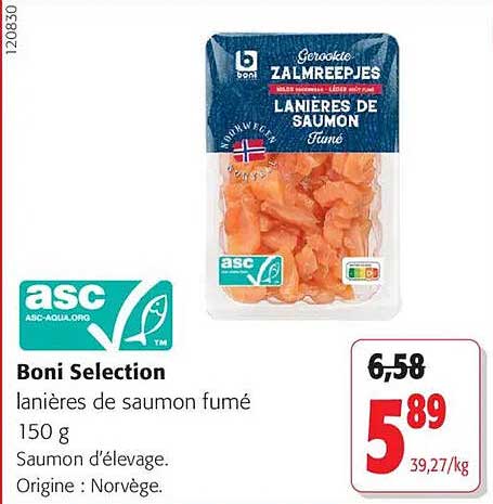 Boni Selection lanières de saumon fumé 150 g