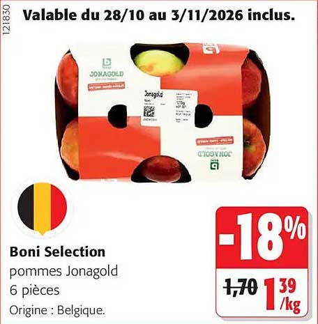 Boni Selection pommes Jonagold 6 pièces Origine : Belgique.