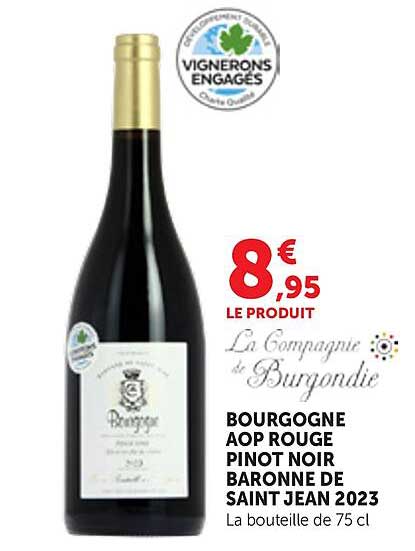 BOURGOGNE AOP ROUGE PINOT NOIR BARONNE DE SAINT JEAN 2023