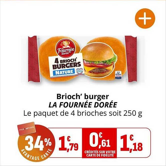Brioc' burger LA FOURNÉE DORÉE Le paquet de 4 brioches soit 250 g