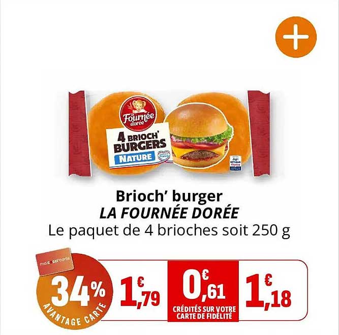 Brioc' burger LA FOURNÉE DORÉE Le paquet de 4 brioches soit 250 g