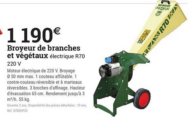 Broyeur de branches et végétaux électrique R70