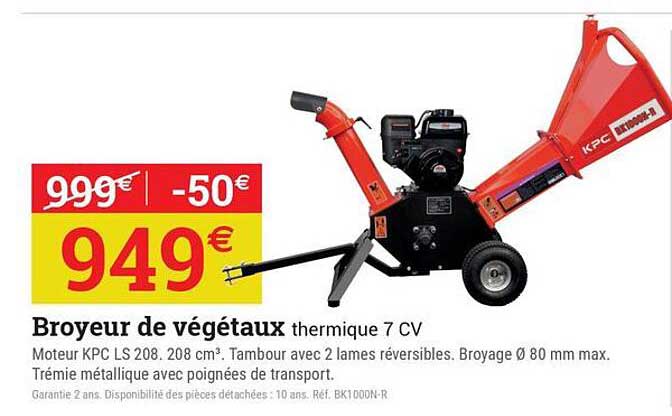 Broyeur de végétaux thermique 7 CV