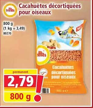 Cacahuètes décortiquées pour oiseaux