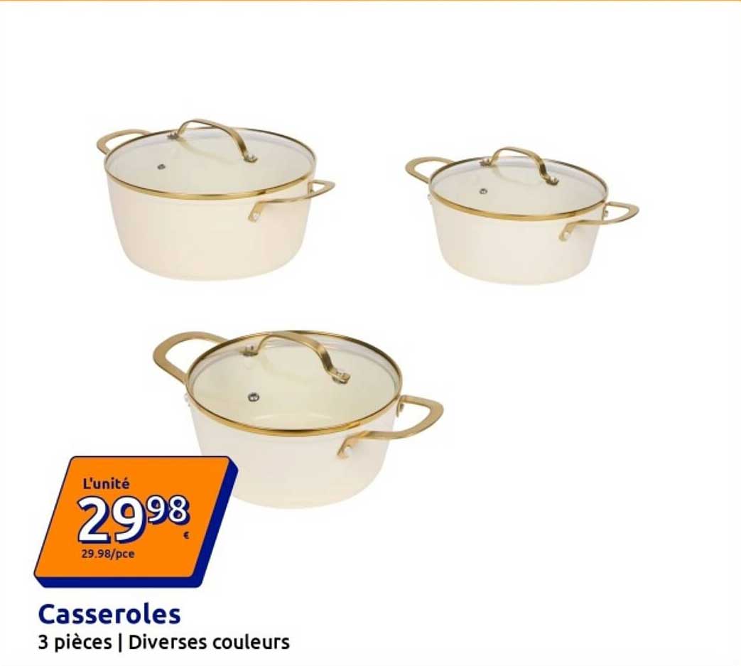 Casseroles 3 pièces | Diverses couleurs