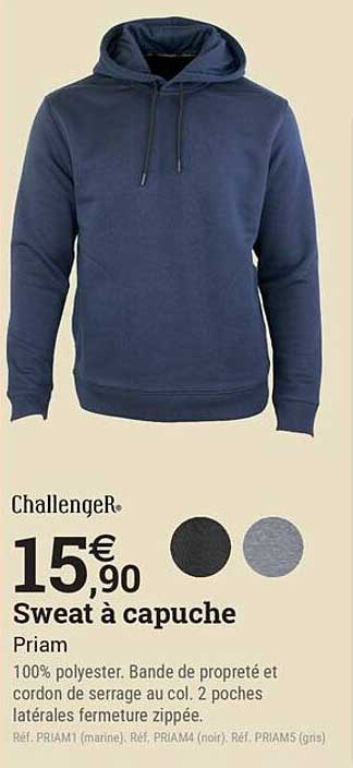Challenger. Sweat à capuche Priam