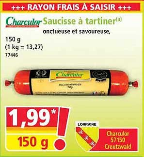 Charculor Saucisse à tartiner(a) onctueuse et savoureuse,