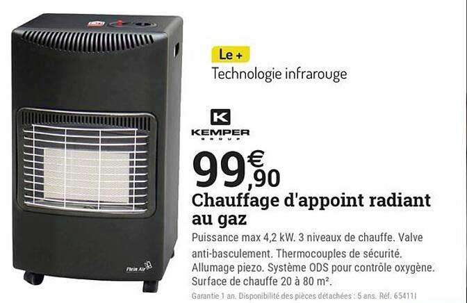 Chauffage d'appoint radiant au gaz
