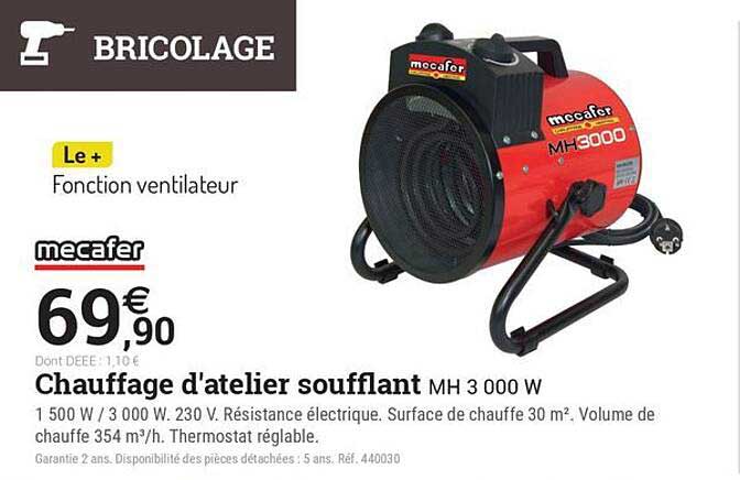 Chauffage d'atelier soufflant MH 3 000 W