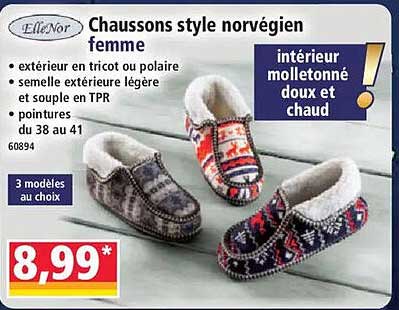 Chaussons style norvégien femme