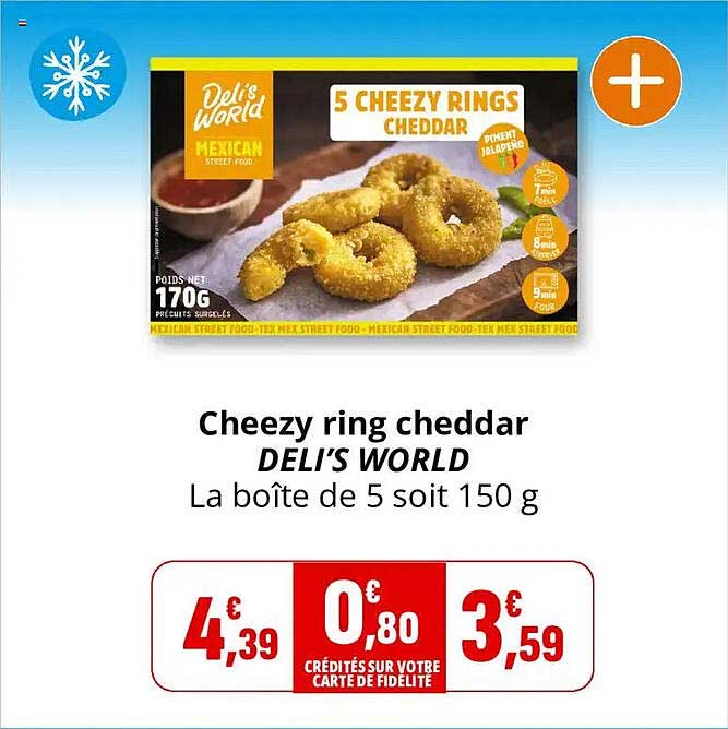 Cheezy ring cheddar DELI'S WORLD La boîte de 5 soit 150 g