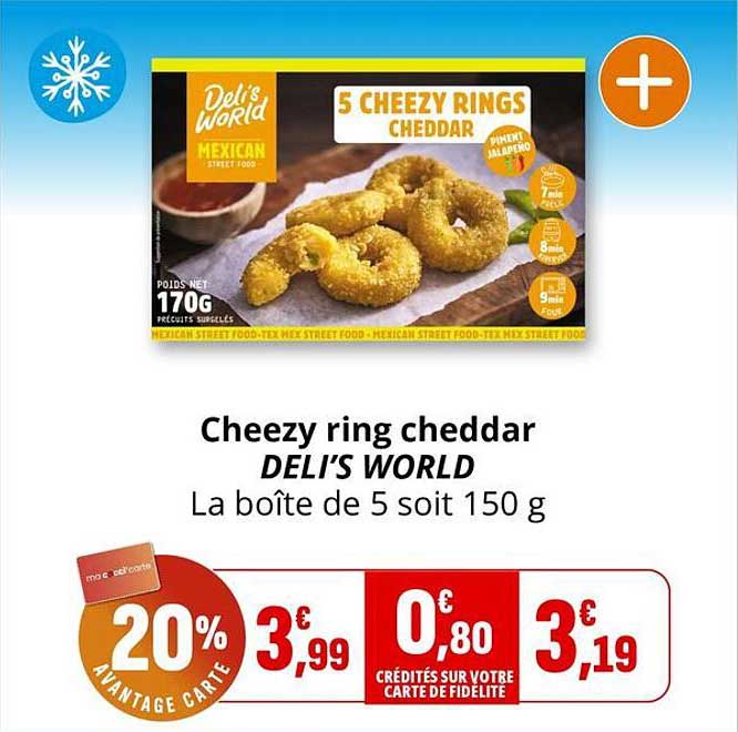 Cheezy ring cheddar DELI'S WORLD La boîte de 5 soit 150 g