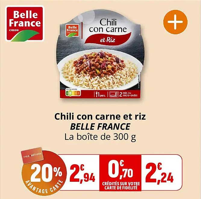 Chili con carne et riz BELLE FRANCE La boîte de 300 g