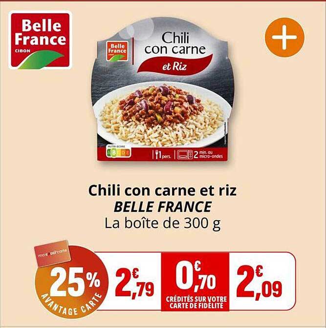 Chili con carne et riz BELLE FRANCE La boîte de 300 g