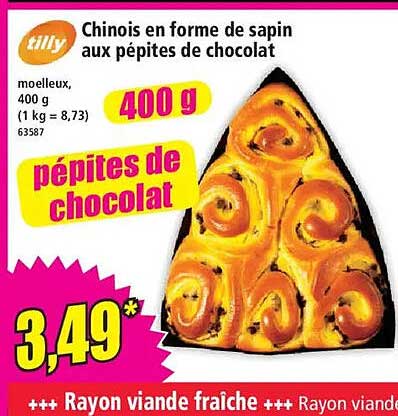 Chinois en forme de sapin aux pépites de chocolat