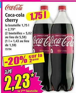 Coca-cola cherry la bouteille 1,75 l