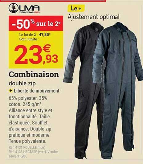 Combinaison double zip