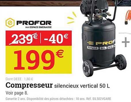 Compresseur silencieux vertical 50 L