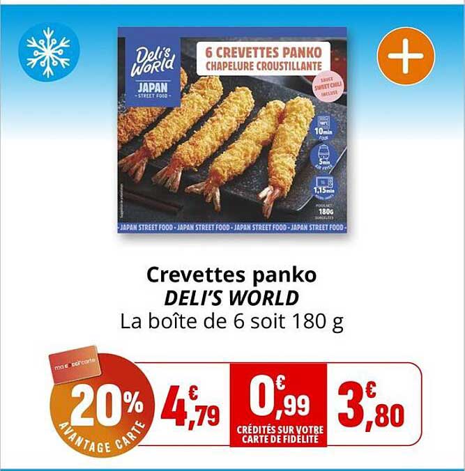Crevettes panko DELI'S WORLD La boîte de 6 soit 180 g