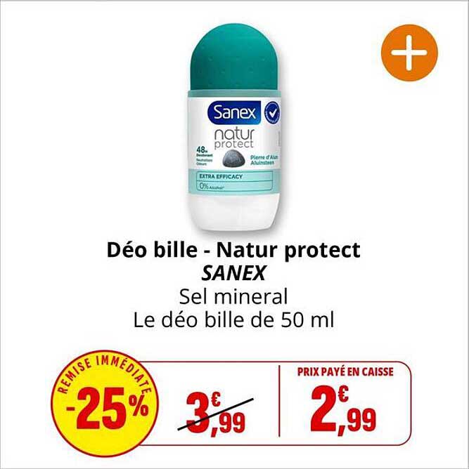 Déo bille - Natur protect SANEX Sel mineral Le déo bille de 50 ml