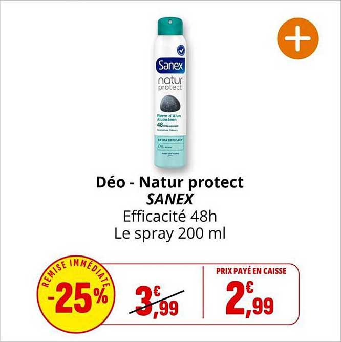 Déo - Natur protect SANEX Efficacité 48h Le spray 200 ml