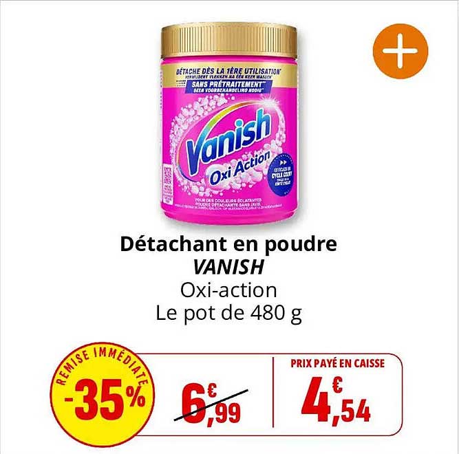 Détachant en poudre VANISH Oxi-action Le pot de 480 g