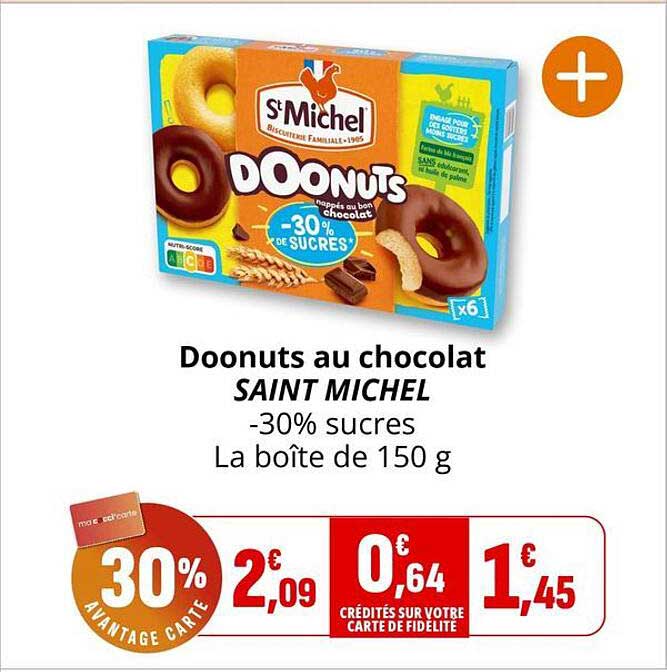 Doonuts au chocolat SAINT MICHEL -30% sucres La boîte de 150 g