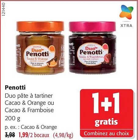 Duo de tartiner Cacao & Orange ou Cacao & Framboise 200 g